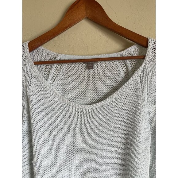 J. Jill Size Medium Relaxed Light Blue Open Knit Pullover Cotton Blend Sweater B - Picture 3 of 8